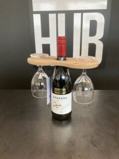 Glasholder til vinflaske og 2 glas
